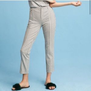 Anthropologie Windowpane Checked Plaid Slim Trousers